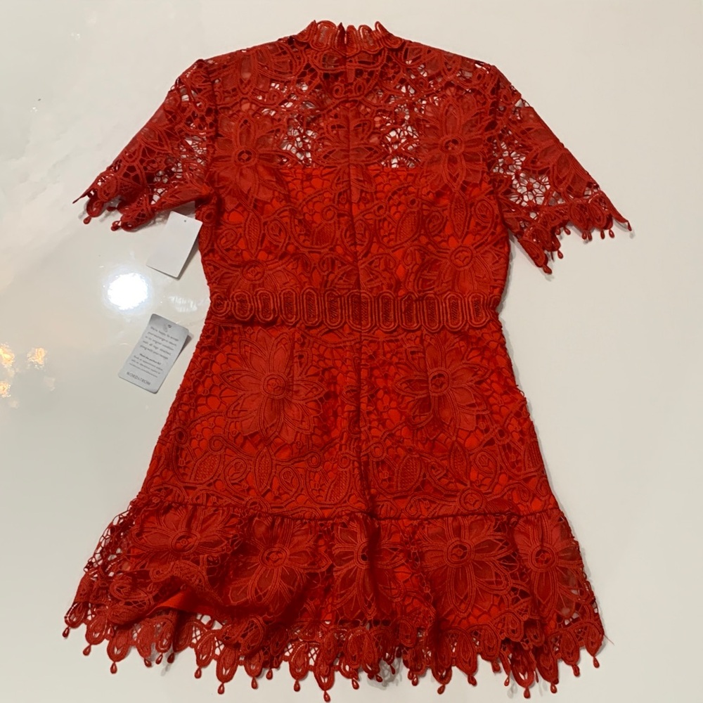 Saylor Vreni Fire Whirl Red Lace Mini Dress NWT Size Small Cocktail Party - Picture 14 of 14